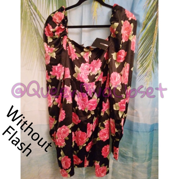 Pink rose black satin sweetheart bustier long sleeve ruched mini dress XL - Picture 7 of 8